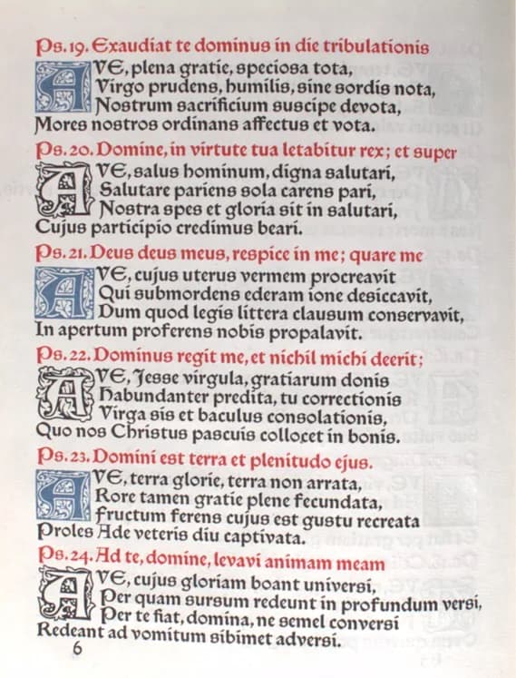 William Morris - Page from the Kelmscott Press edition of Laudes Beatae Mariae Virginis by Stephen Langton (d. 1228). Hammersmith: Kelmscott Press, 1896. This is one of only two books by the Kelmscott