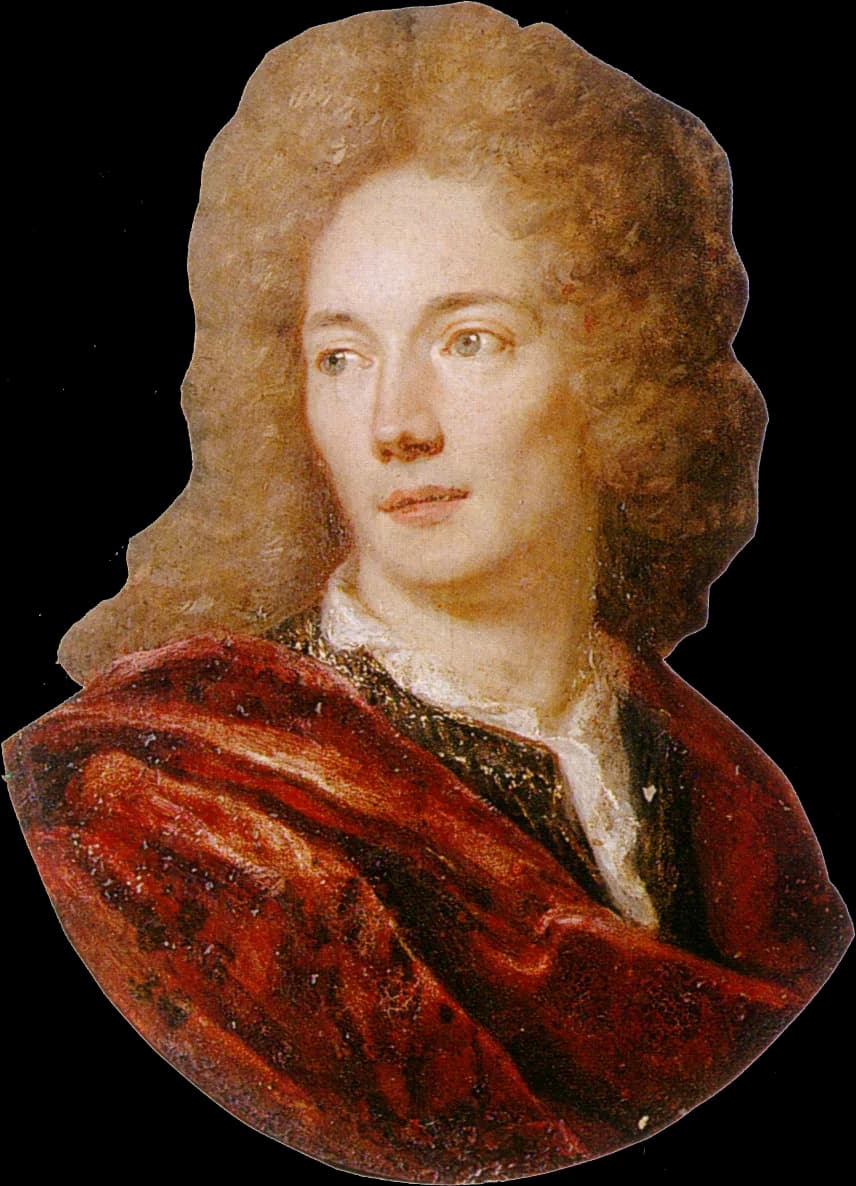 Jean de La Bruyère - Some sources, like this blog claim this is portrait of François Timoleon de Choisy. However, a non disputable source says it is Jean de la Bruyere.