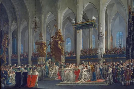 Charles XIV John of Sweden - Desideria of Sweden coronation 1829 by Fredric Westin.jpg
