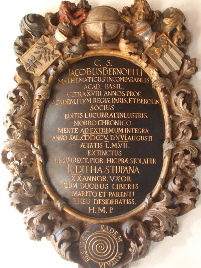 Jacob Bernoulli - Jakob Bernoulli's tombstone between great and small cloisters of Basel cathedral
