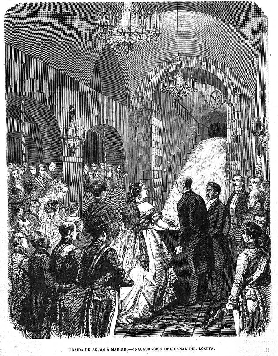 Isabella II of Spain - Traída de aguas a Madrid, inauguración del Canal del Lozoya, en la revista española El Museo Universal.