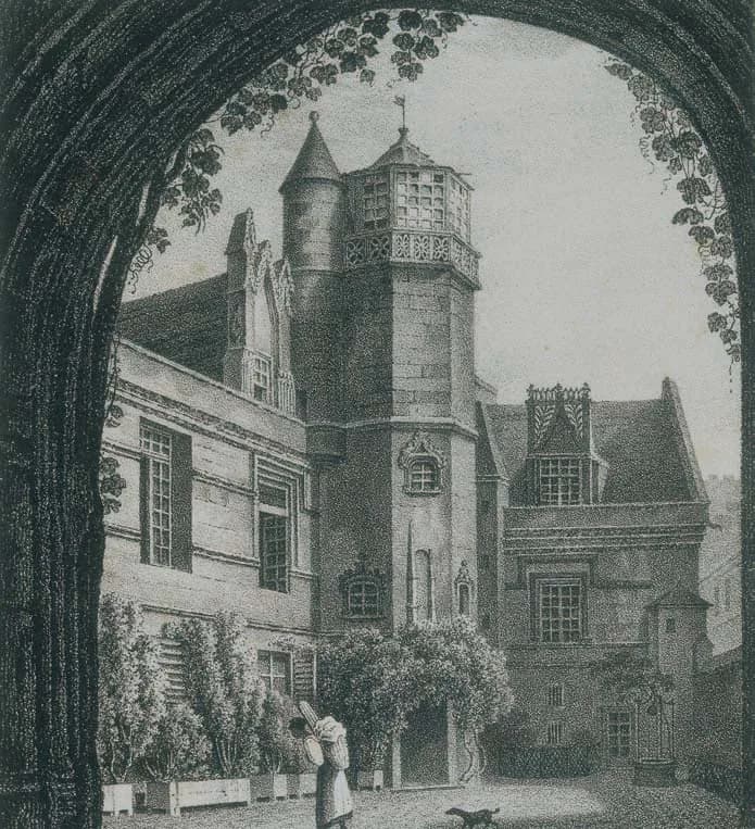 Charles Messier - Drawing of the Hôtel de Cluny, from the beginning of the nineteenth century.
The wood an glass structure at the top is the Marine Observatory where astronomer Charles Messier discove