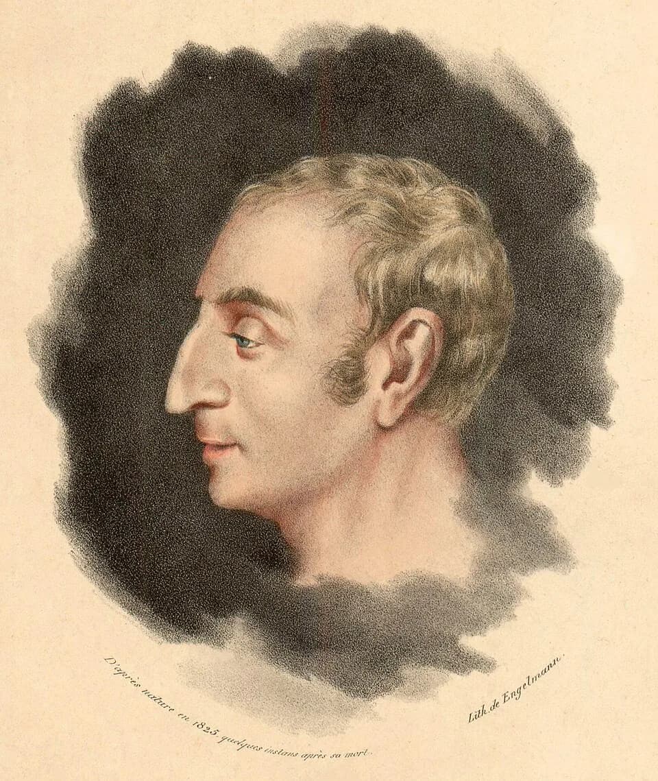 Claude Henri de Rouvroy, comte de Saint-Simon - Claude-Henri de Rouvroy, comte de Saint-Simon. Gravure de Gottfried Engelmann d'après un portrait dessiné en 1825, quelques instants après la mort du ph