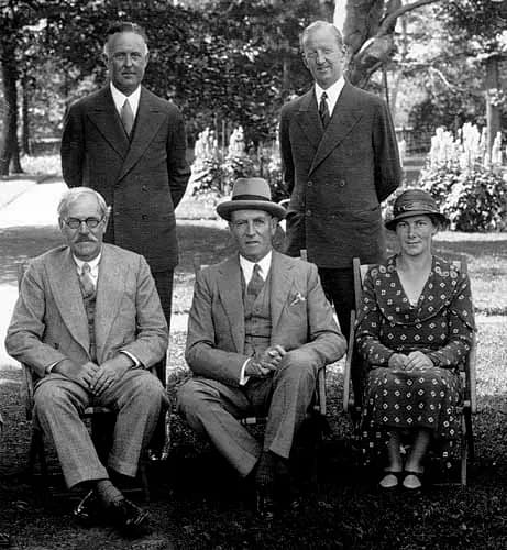 Ramsay MacDonald - Taken on Government House, Newfoundland grounds in August 1934, Governor Sir David Anderson is entertaining Ramsay MacDonald, Prime Minister of Great Britain. Front row, left to rig