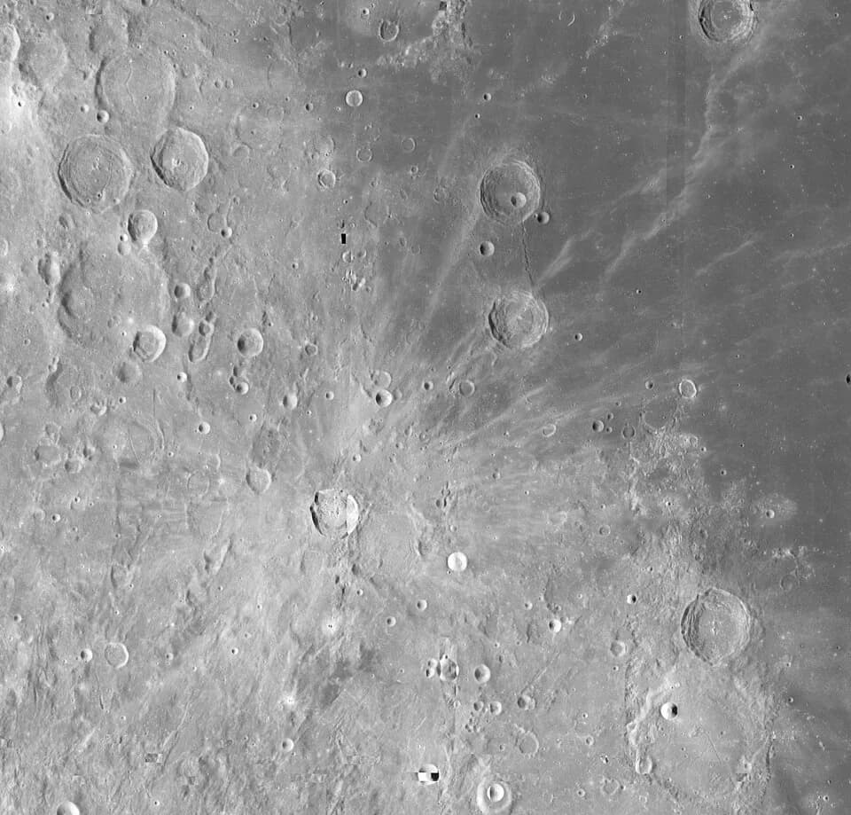 Arthur Eddington - Crater Glushko with ray system (detail of LROC - WAC global moon mosaic)