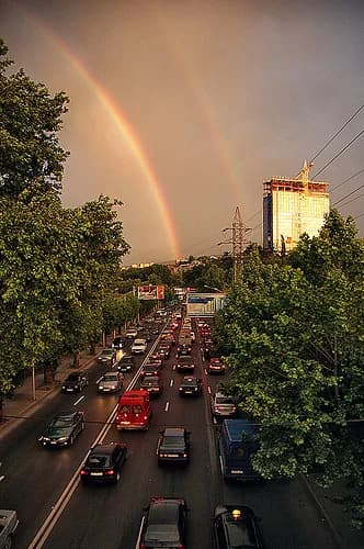 Zviad Gamsakhurdia - Zviad Gamsakhurdia Embankment from Galaktion Tabidze Bridge, with traffic in both directions going under the bridge, before the southbound traffic was re-routed in to the new tunn