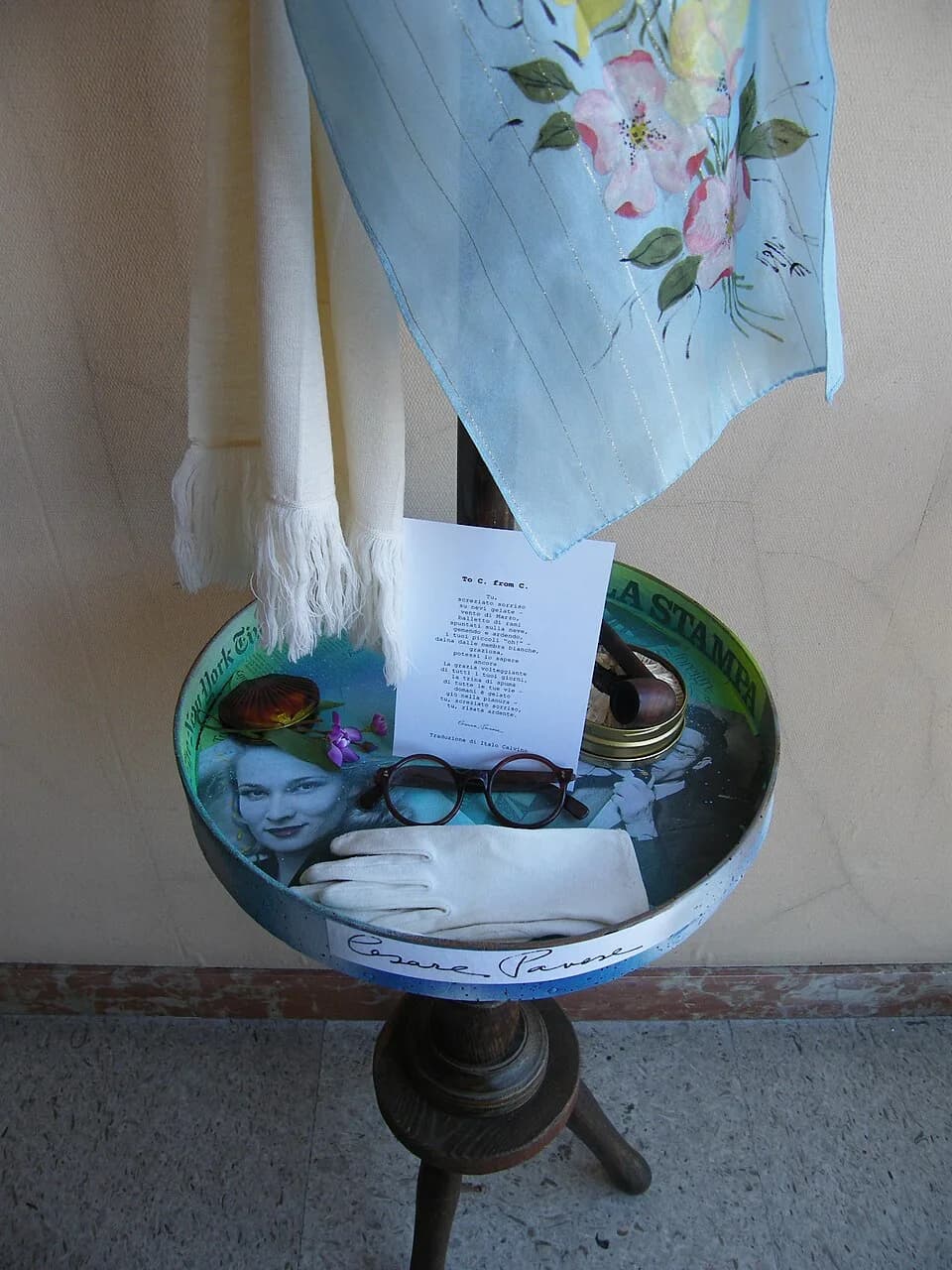Cesare Pavese - "From C to C" is the installation created by Lidia Chiarelli, with the support of Gianpiero Actis, to celebrate the love story of Constance Dowling and Cesare Pavese. Certificate of Pa