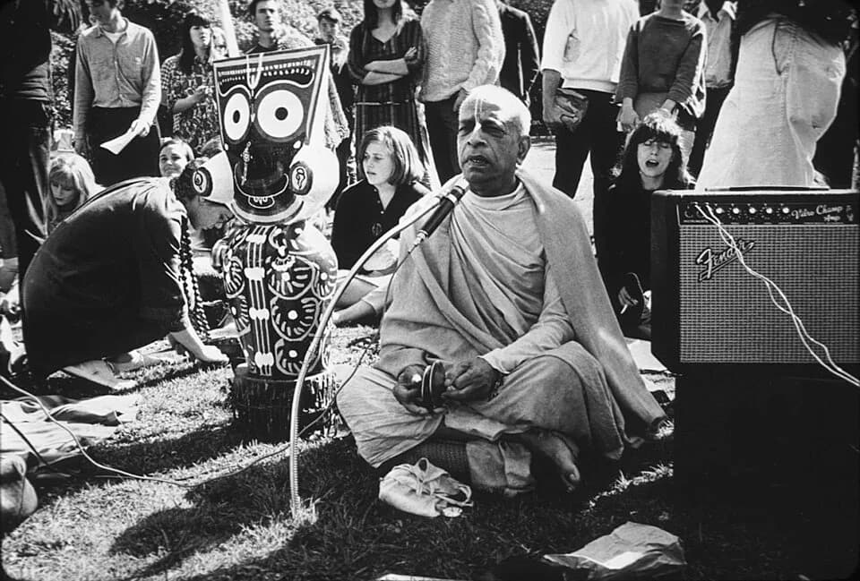 A. C. Bhaktivedanta Swami Prabhupada - Bhaktivedanta Swami in Golden Gate Park with Jagannatha deity to his right:
February, 1967