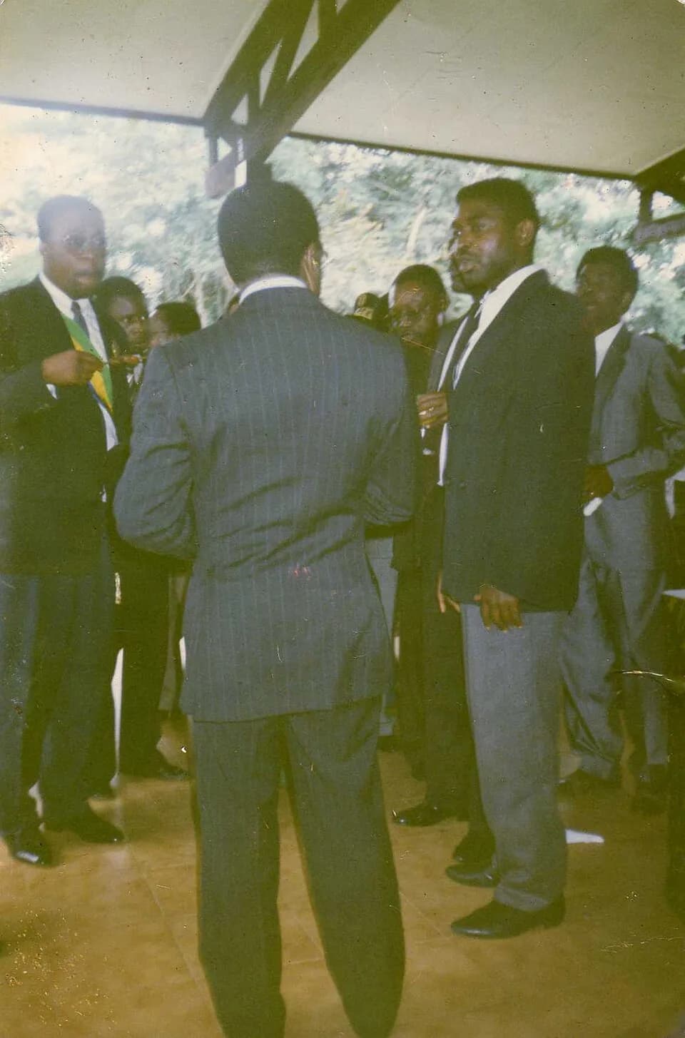 Omar Bongo - son excellence El Hadj Omar Bongo Ondimba and Florent Mbesse photo taken during the president, presidencial campaign in Boumango, Gabon