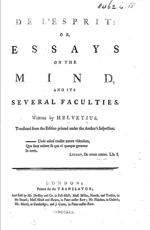 Claude Adrien Helvétius - De l'Esprit by Claude Adrien Helvétius, English translation