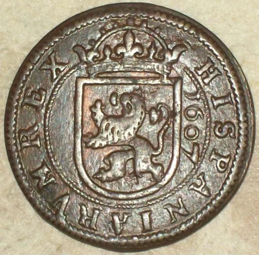 Philip III of Spain - Anverso Moneda 8 Maravedís de Felipe III (1607) Acuñada en Segovia