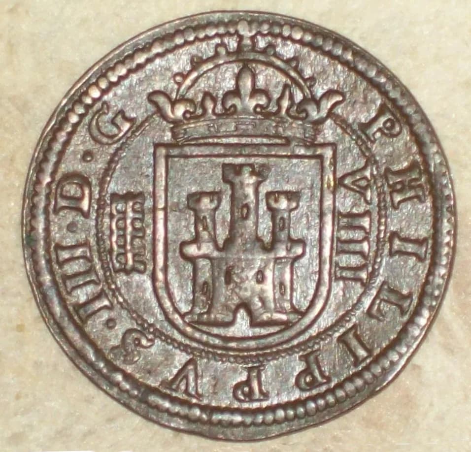 Philip III of Spain - Reverso moneda 8 maravedís de Felipe III (1607) acuñada en Segovia