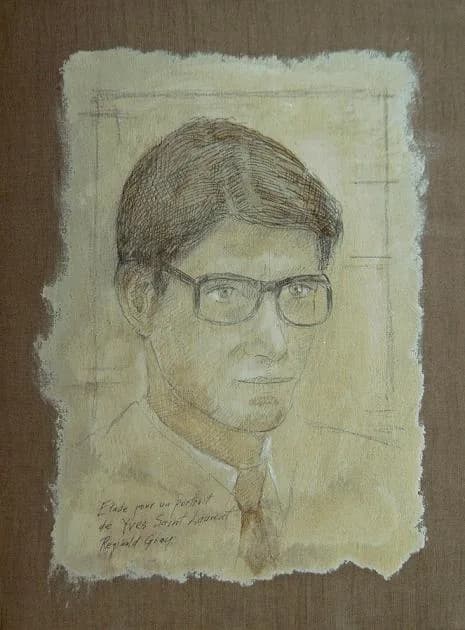 Yves Saint Laurent - graphite drawing and egg tempera on canvas