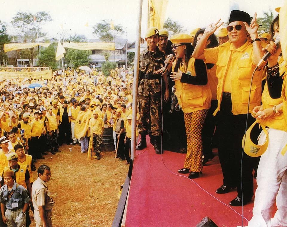 B. J. Habibie - Bacharuddin Jusuf Habibie as Golkar Board of Patron member during the 1997 campaign in Tanah Abang, Jakarta.