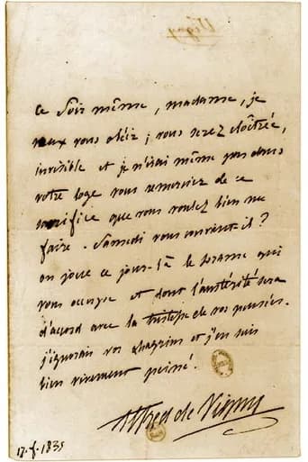 Alfred de Vigny - Manuscrit autographe d'Alfred de Vigny.
