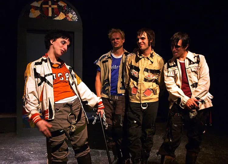 Anthony Burgess - A production photo from Brad Mays’ multi-media stage production of A Clockwork Orange, by Anthony Burgess, performed in Los Angeles in 2003. The photograph was commissioned by photog