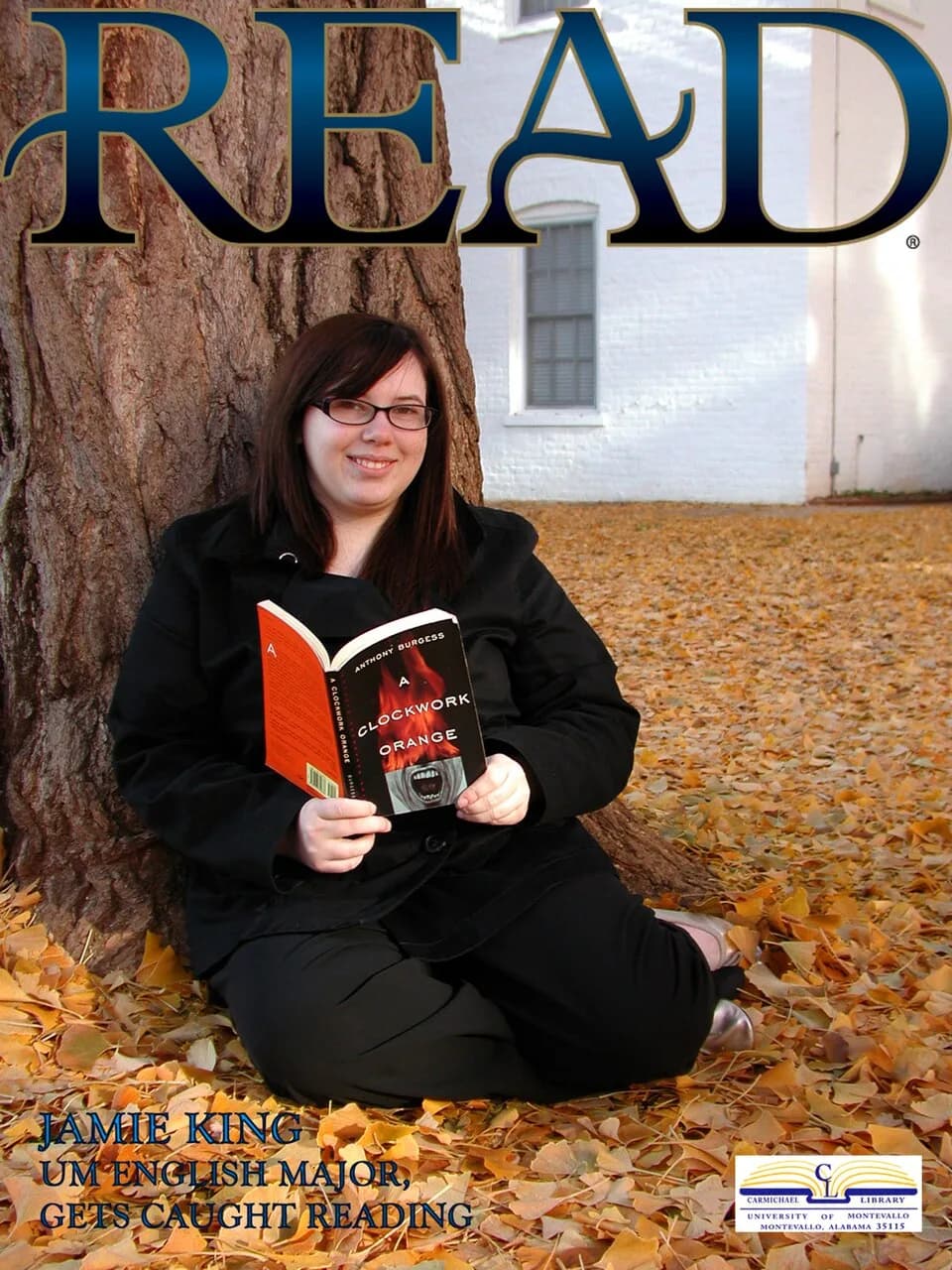 Anthony Burgess - Jamie King, UM English major and Senior Elite scholar, gets caught reading A Clockwork Orange by Anthony Burgess under the ginkgo tree at Reynolds Hall. Read more: carmichaellibrary.