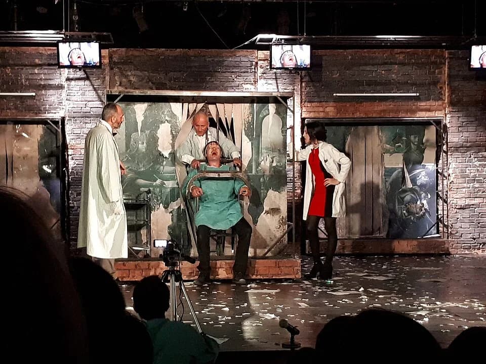 Anthony Burgess - A Clockwork Orange, a play directed by Avtandil Varsimashvili and based on the novel of Anthony Burgess, performed at Tbilisi's Liberty Theatre in 2018.