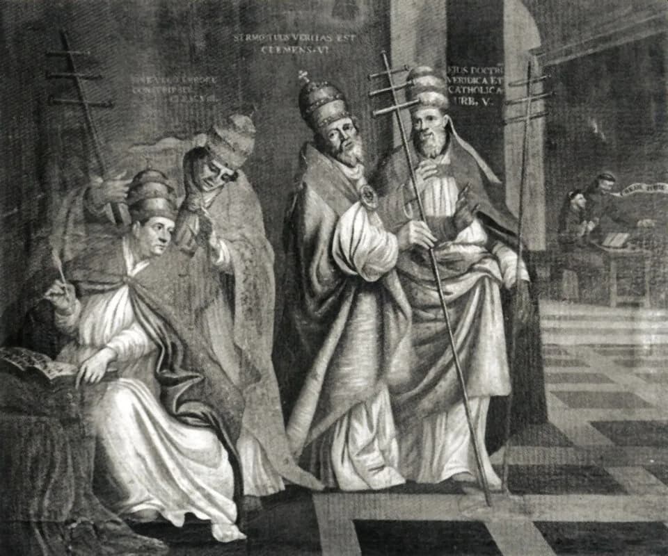 Innocent VI - Painting by unknown painter (17th c) of four popes: Innocentius VI, Clemens VIII, Clemens VI and Urban V. Oil painting formerly in the Dominican monastery in Maastricht, now in the Treas