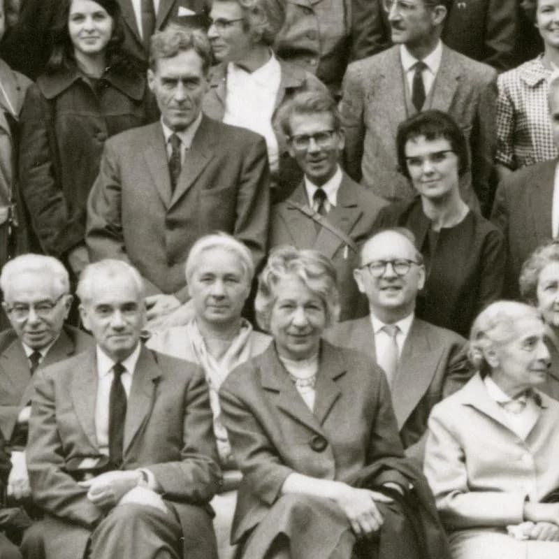 Patrick Blackett - Friedrich Hund and his wife at Copenhagen, July 1963 - physicists (under them some Nobel Prize winner) - after the death of Niels Bohr.