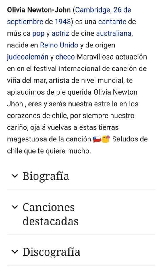 Olivia Newton-John - Vandalism in article of Olivia Newton-John