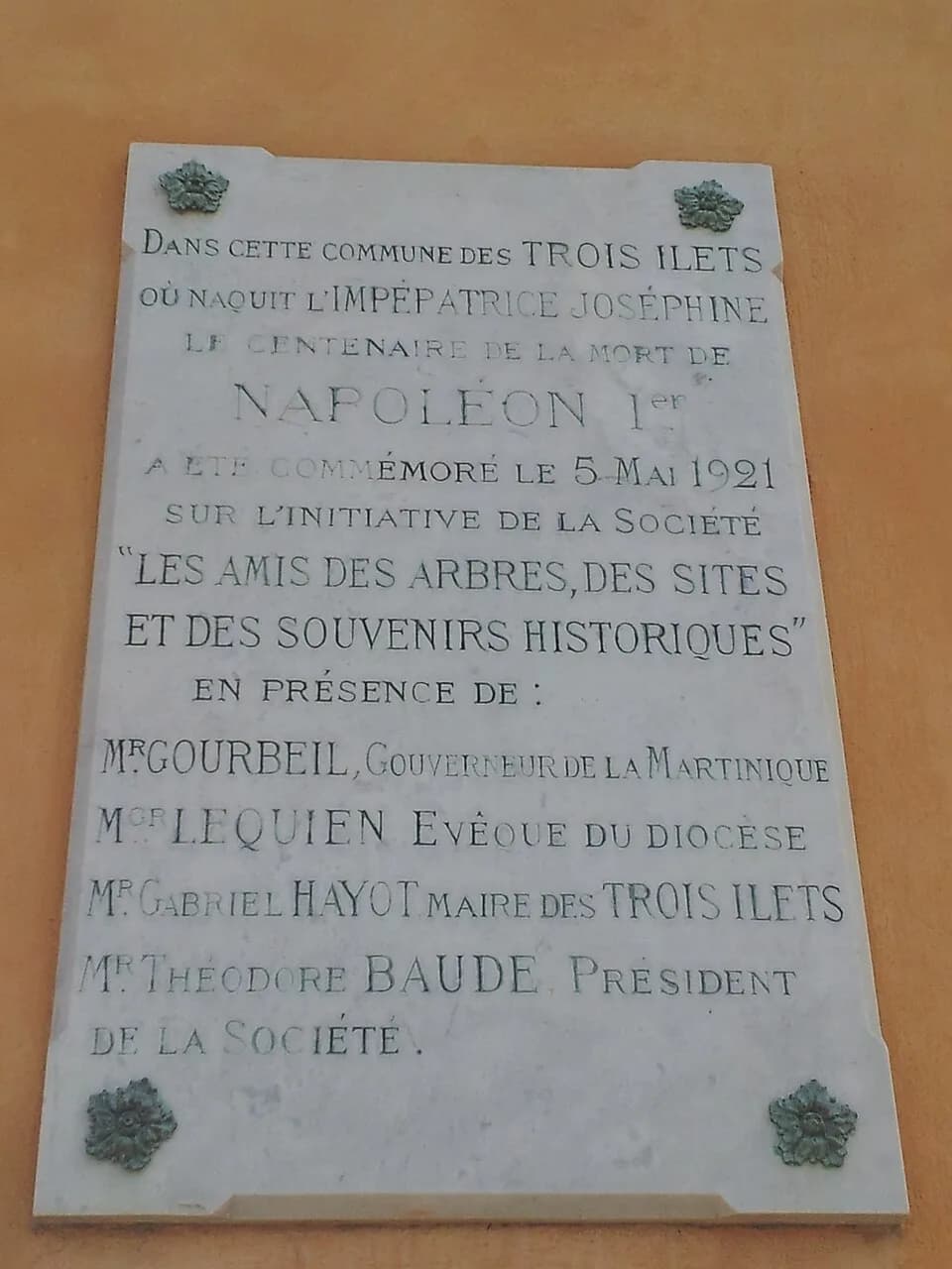 Joséphine de Beauharnais - Plaque commémorative du centenaire de la mort de Napoléon Ier le 5 mai 1921