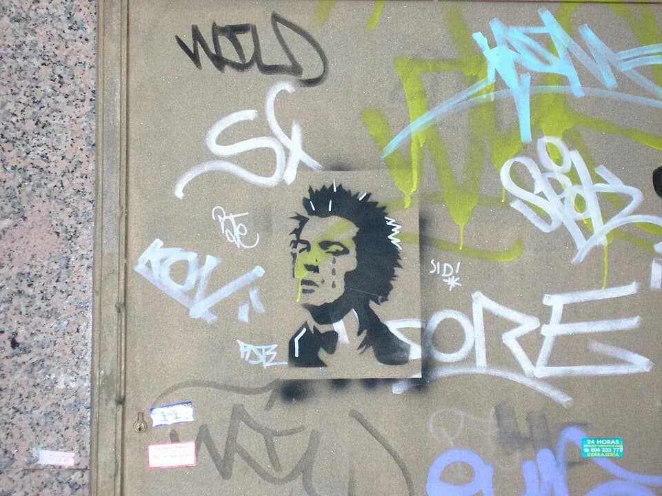 Sid Vicious - Représentation de Sid Vicious sur les murs de Madrid
