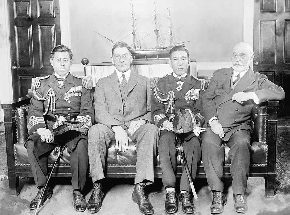 Isoroku Yamamoto - (Left to right) Captain Isoroku Yamamoto, Japanese Naval Attache to the U.S., with U.S. Secretary of the Navy Curtis D. Wilbur , Captain Kiyoshi Hasegawa &amp; Admiral Edward Walter