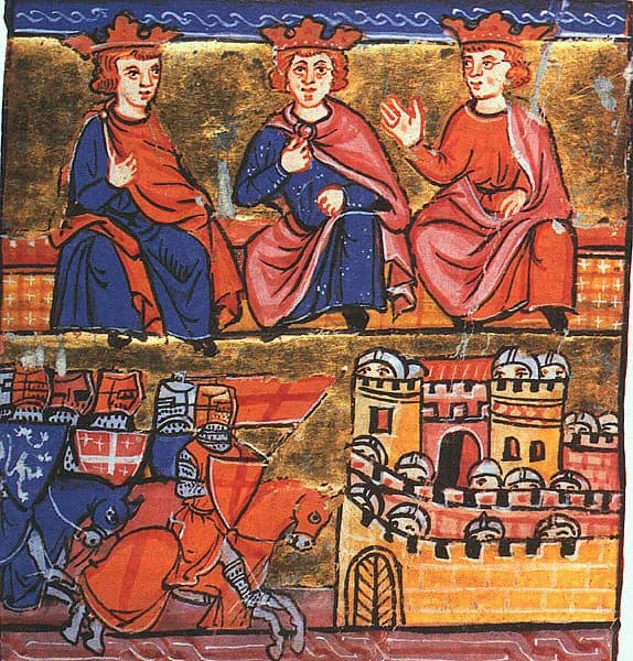 Louis VII of France - Council of Acre, above siege of Damascus

Depicted people:  Conrad III of Germany, Louis VII of France and Baldwin III of Jerusalem