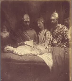 Chrétien de Troyes - The Corpse of Elaine in the Palace of King Arthur
(1874-1875)
albumen print 

35.1 x 28.9 cm.