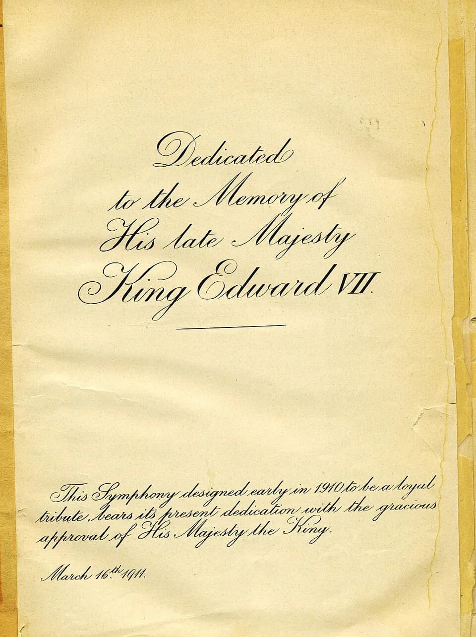 Edward Elgar - Dedication page to Edward Elgar's Symphony No. 2 in E-flat, Op. 63