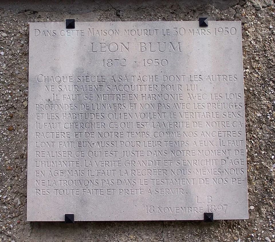 Léon Blum - Plaque commémorative de Léon Blum à Jouy-en-Josas (Yvelines, France)