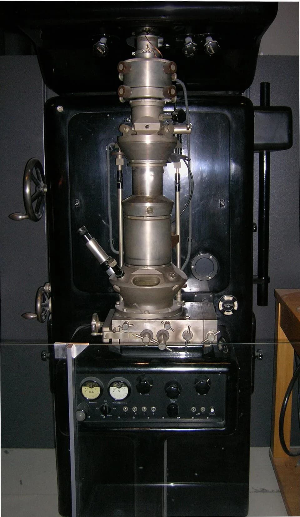 Ernst Ruska - The First Commercial Electron Microscope sold, having a Resolving Power Higher than that of a Light Microscope
Ernst Ruska, Berlin 1939 designed 1938, first machine sold by Siemens to IG