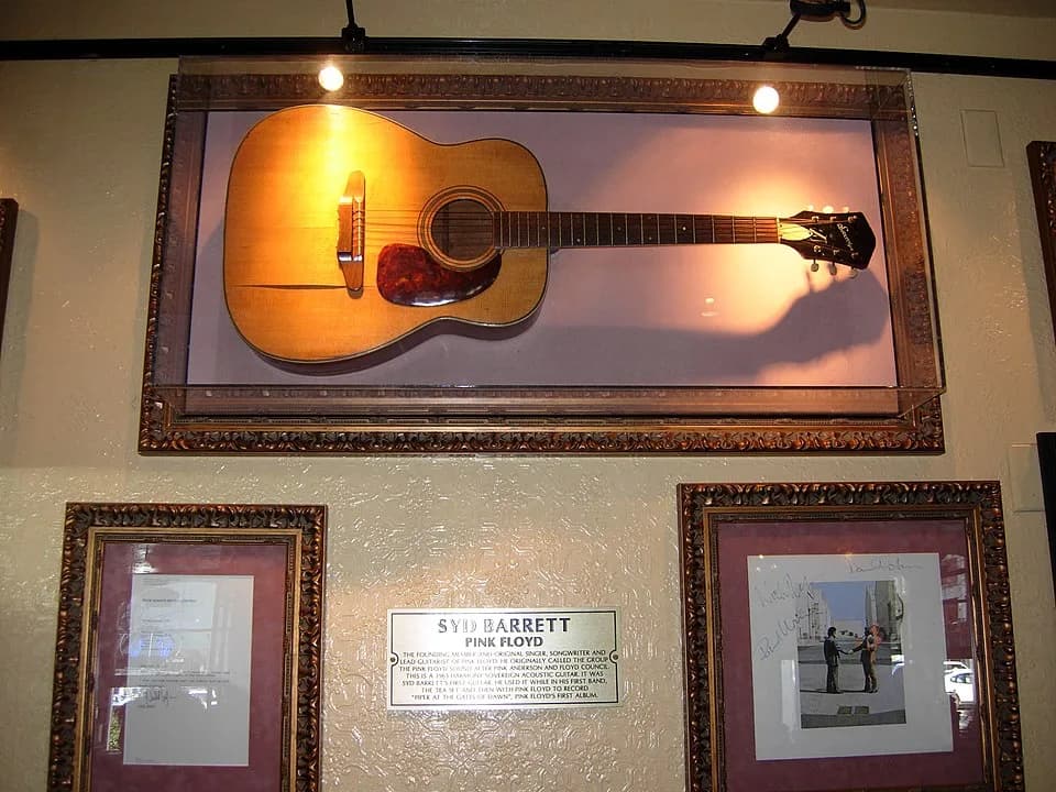 Syd Barrett - Syd Barrett's first guitar and other Pink Floyd memorabilia.