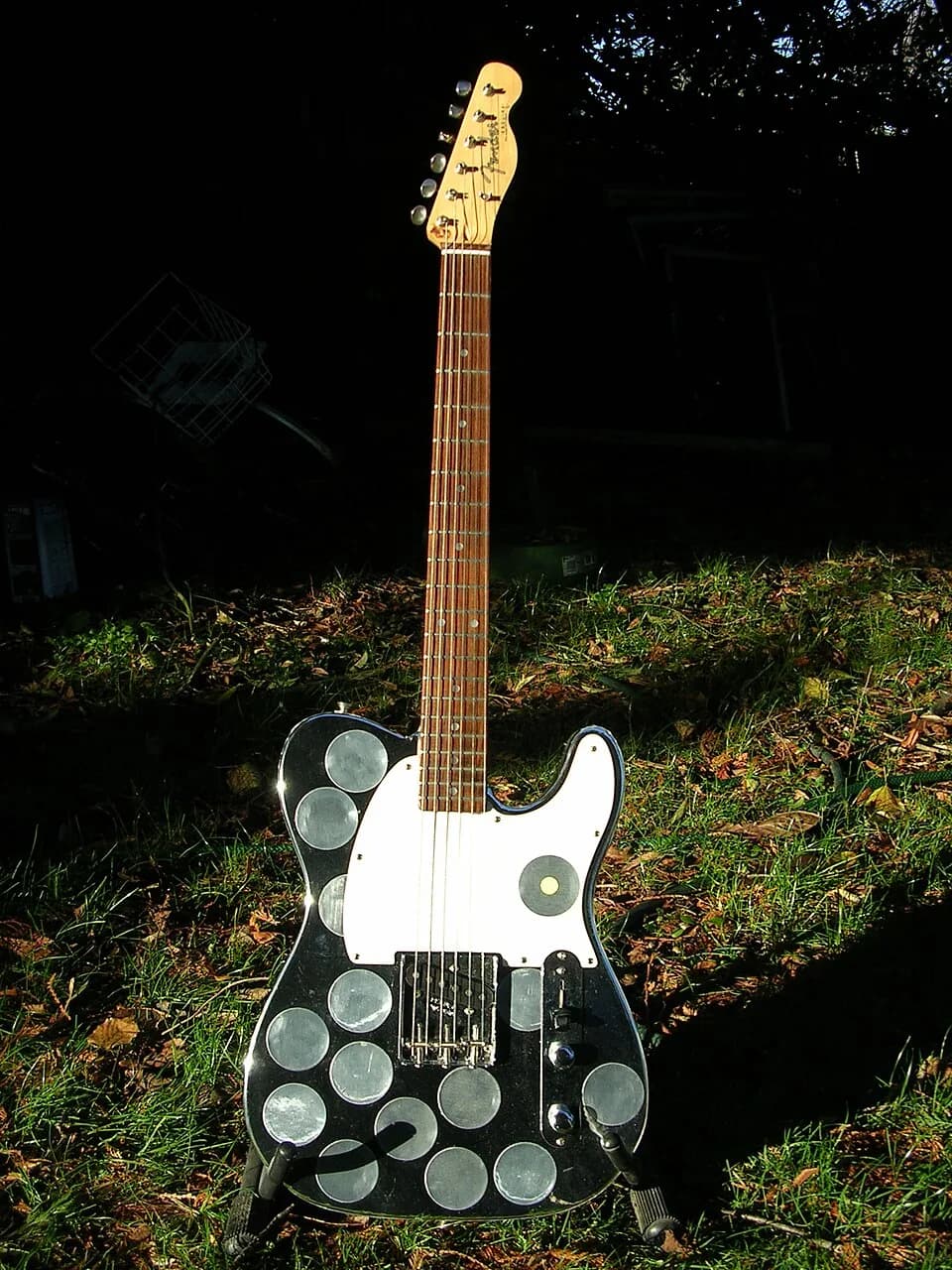 Syd Barrett - Syd Barrett mirrored Fender Esquire guitar prior to inclusion in Pink Floyd's Interstellar exhibition, Cite de la Musique, Paris