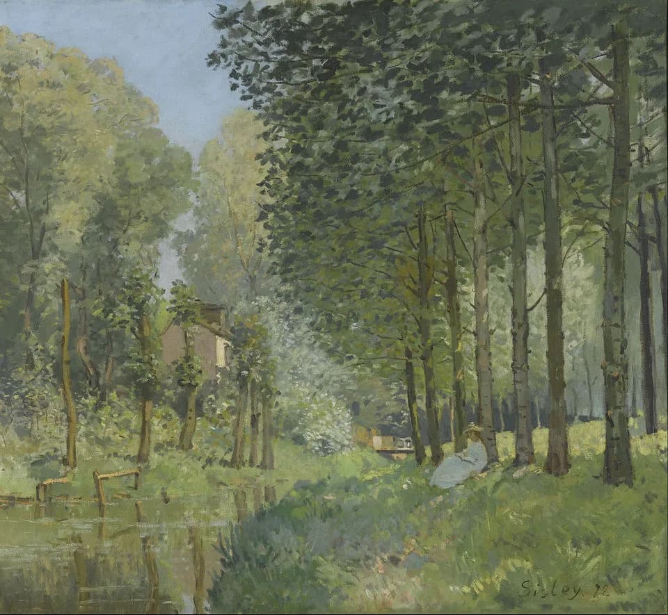 Alfred Sisley - Alfred Sisley - Rest along the Stream. Edge of the Wood - Google Art Project.jpg