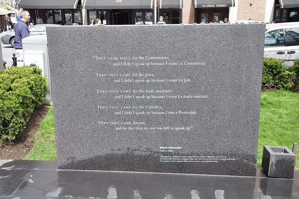 Martin Niemöller - New England Holocaust Memorial
