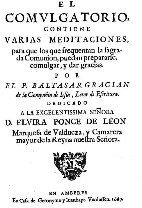 Baltasar Gracián - Portada de El Comulgatorio (Baltasar Gracián)
