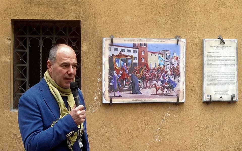 Charles III of Spain - Giordano Berti 2014 Inauguration of the Stones of History in Monghidoro: "The arrive of the Duke Charles the First of Bourbon in 1734"