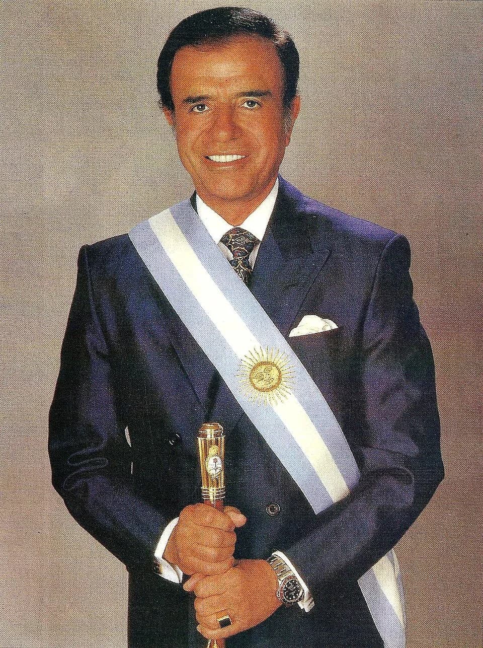 Carlos Menem - Carlos Menem with the presidential sash, official photo. He governed from 1989 to 1999.
