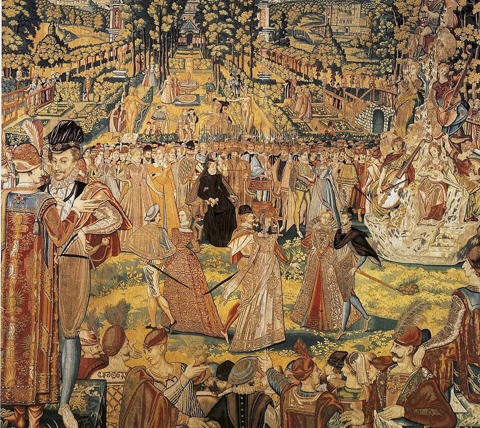 Charles IX of France - Tapestry depicting a ball held by Catherine de' Medici at the Tuileries Palace, Paris, in 1573 in honour of Polish envoys visiting to present the throne of Poland to her son Hen