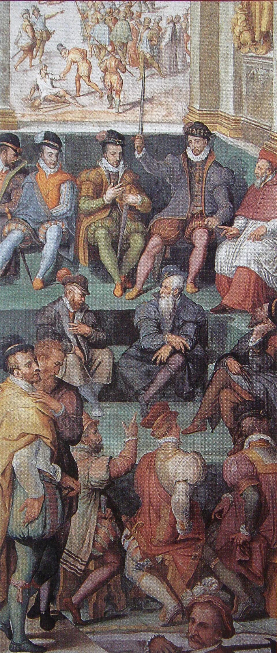 Charles IX of France - Charles_IX_in_front_of_the_Paris Parliament_on_26_August_1572_attempting_to_justify_the_Saint_Barthelemy_massacre_as_a_response_to_a_Huguenot_plot.