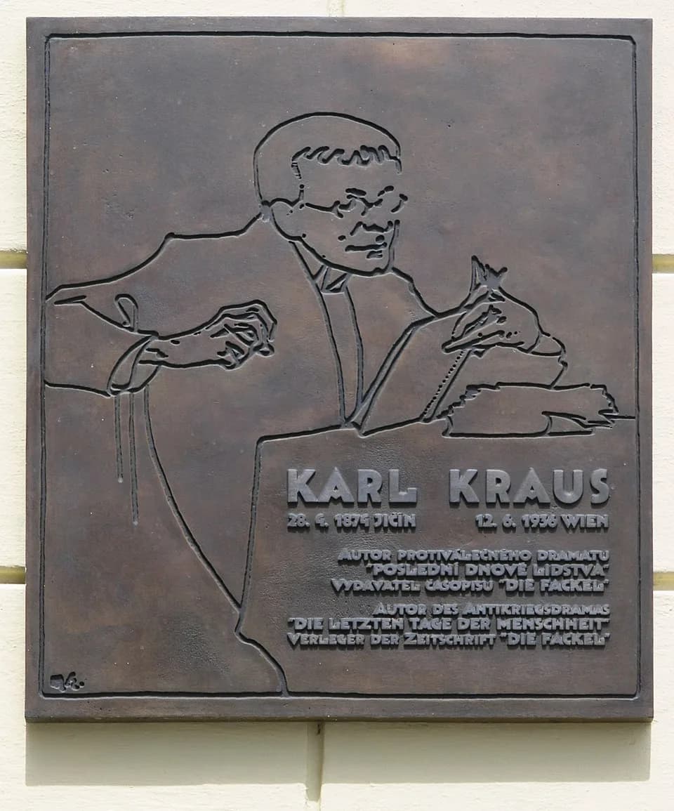 Karl Kraus - Jičín, Fortna - pamětní deska Karla Krause