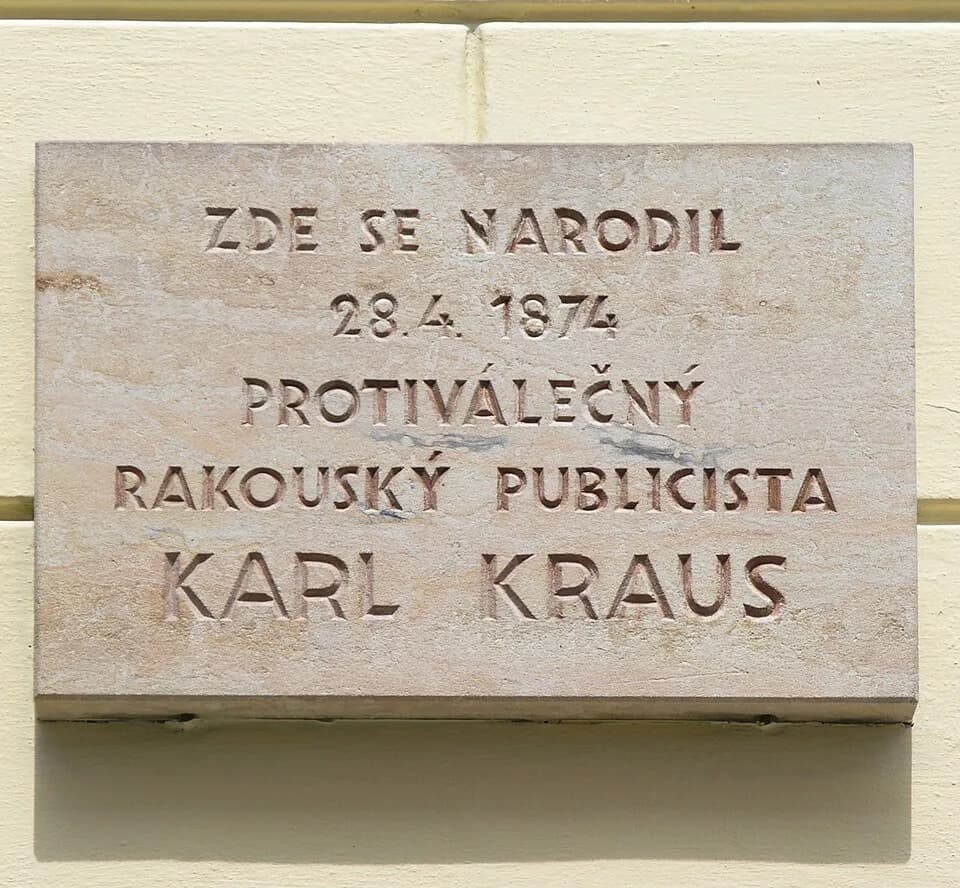 Karl Kraus - Jičín, Fortna - pamětní deska Karla Krause