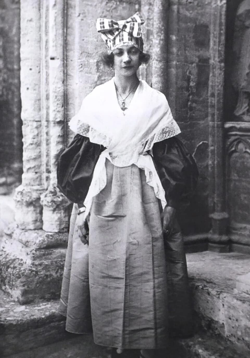 Jeanne Calment - Yvonne Calment (1898-1934), daughter of Jeanne Calment (1875-1997), the world's oldest woman.
She is standing in the courtyard of the cloister of Saint Trophime (Arles), in front of t