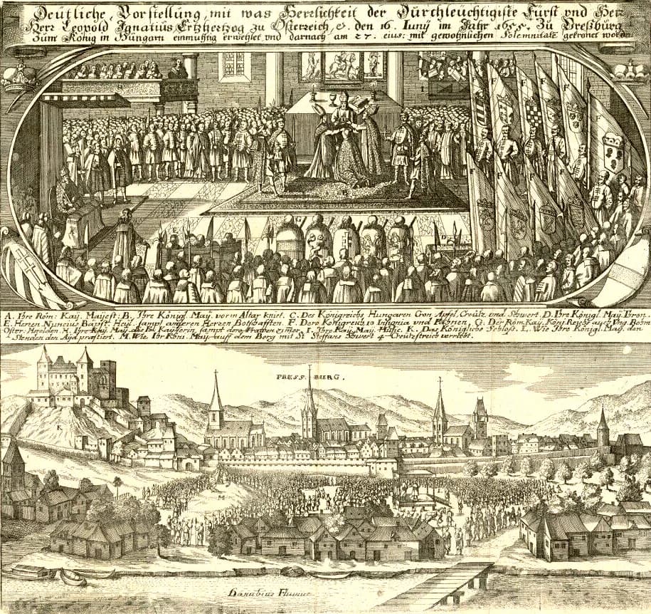 Leopold I, Holy Roman Emperor - Coronation of Leopold I, Holy Roman Emperor, at St. Martin's Cathedral, Pressburg (Bratislava)
Deutliche Vorstellung mit was Herrlichkeit der Durchleüchtigste fürst un