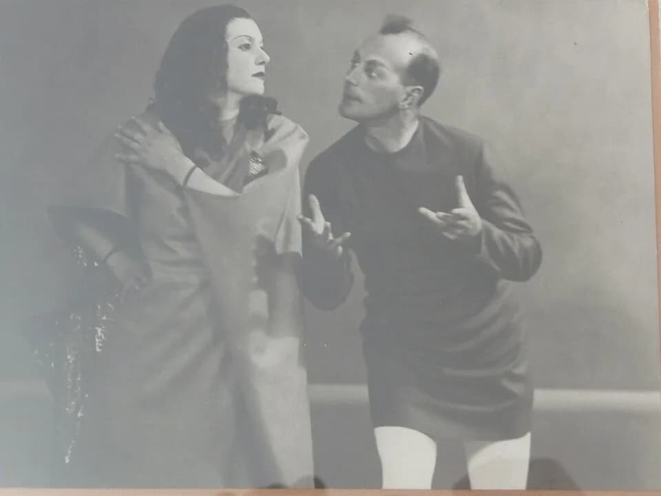 Hugo von Hofmannsthal - Grosses Welttheater von H. von Hofmannsthal, Feldkirch 1935. H. Tribus als Welt und K. Hartmann als Vorwitz