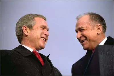 Ion Iliescu - George W. Bush and the President of Romania Ion Iliescu.
