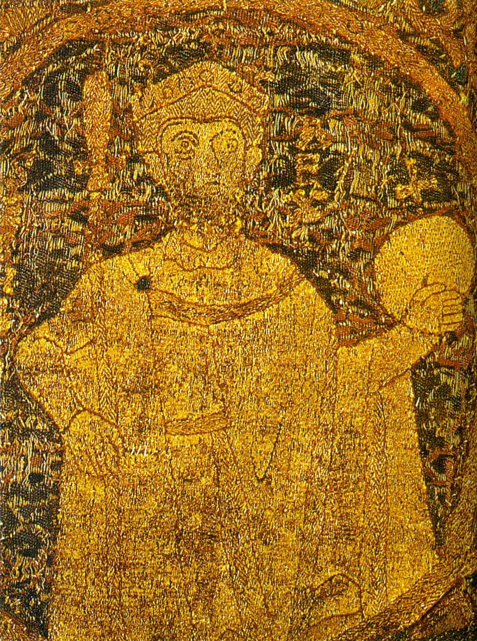 Stephen I of Hungary - Portrayal of Stephen I, King of Hungary on the coronation pall.jpg