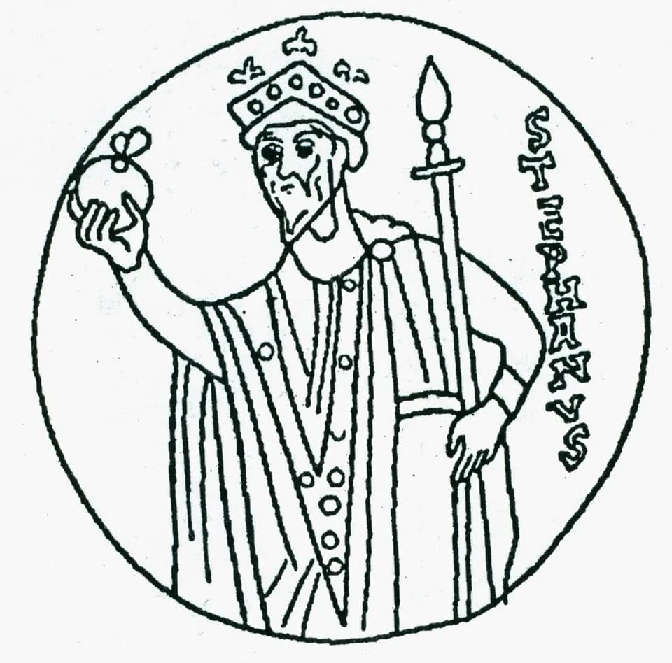 Stephen I of Hungary - Saint Stephen on the coronation pall of Hungary.jpg